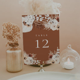 Terracotta Boho Bloemtafel Nummer Kaart
