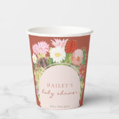 Terracotta Boho Bloom Cactus-Baby shower Papieren Bekers (Achterkant)