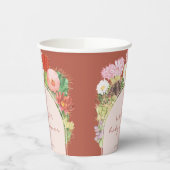 Terracotta Boho Bloom Cactus-Baby shower Papieren Bekers (Links)