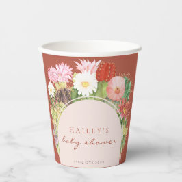 Terracotta Boho Bloom Cactus-Baby shower Papieren Bekers