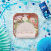 Terracotta Boho Bloom Cactus-Baby shower Papieren Bordje (Feest)