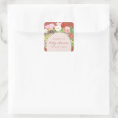 Terracotta Boho Bloom Cactus-Baby shower Vierkante Sticker (Tas)
