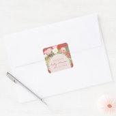 Terracotta Boho Bloom Cactus-Baby shower Vierkante Sticker (Envelop)