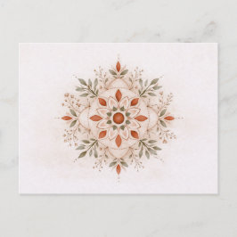 Terracotta Boho Botanical Mandala Watercolor  Briefkaart