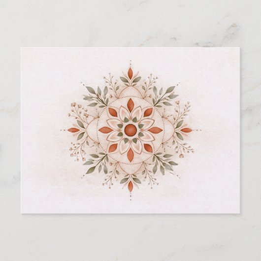 Terracotta Boho Botanical Mandala Watercolor Briefkaart (Voorkant)