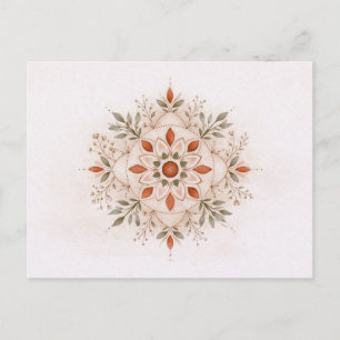Terracotta Boho Botanische Mandala Aquarel  Briefkaart