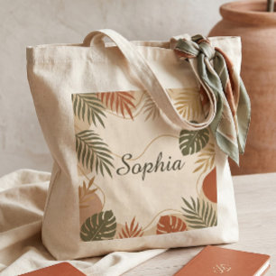 Terracotta Boho Botanische Palmbladeren Persoonlij Tote Bag