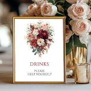 Terracotta Boho Bourgondië Drinken Huwelijk Bord Poster