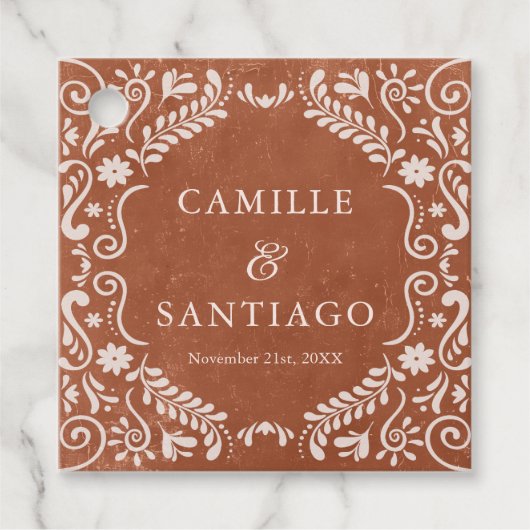 Terracotta Boho Bruiloft Bedankjes Labels (Voorkant)