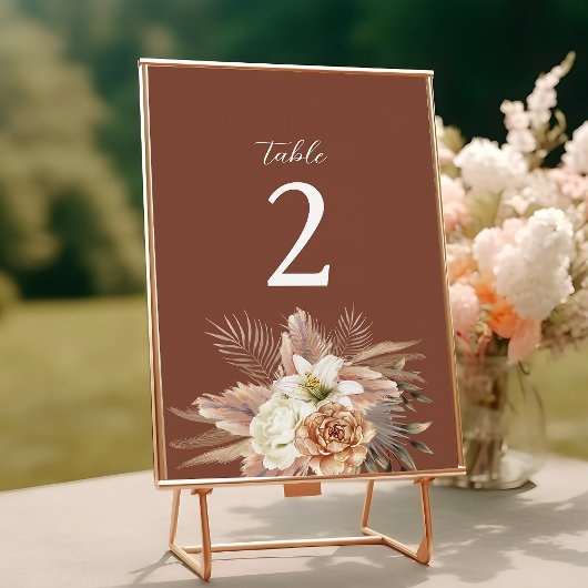 Terracotta Boho Bruiloft Bloemen Kaart