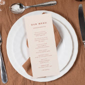 Terracotta Boho Bruiloft Diner Menu Ons menu