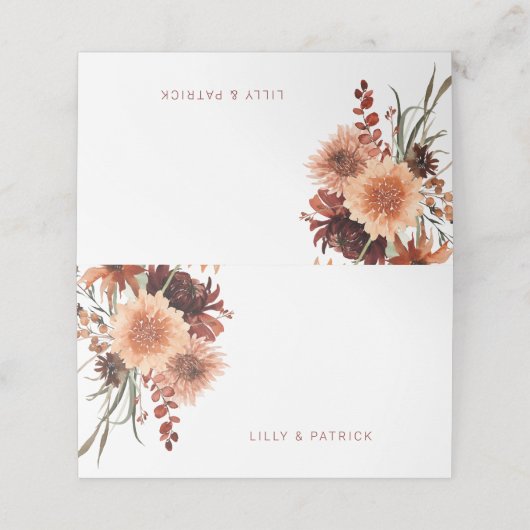 Terracotta Boho Bruiloft Plaatskaartje (Buitenkant ongevouwen)