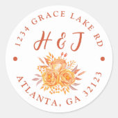 Terracotta Boho Bruiloft Retouradres Ronde Sticker (Voorkant)