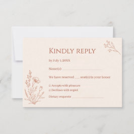 Terracotta Boho Bruiloft RSVP Kaartje