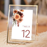 Terracotta Boho Bruiloft: Zomer & Herfst Bloemen Kaart<br><div class="desc">Terracotta Boho Bruiloft: Zomer & Herfst Bloemen Tafelnummer Zie Niche en Nest winkel voor Set.</div>