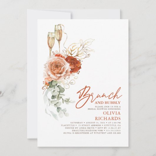 Terracotta Boho Brunch en Bruisende Bruidsmeisjes Kaart (Voorkant)