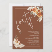 Terracotta Boho Burnt Sinaasappel Bloemen 40e Verj Kaart (Voorkant)