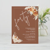 Terracotta Boho Burnt Sinaasappel Bloemen 40e Verj Kaart (Staand voorkant)