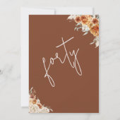 Terracotta Boho Burnt Sinaasappel Bloemen 40e Verj Kaart (Achterkant)