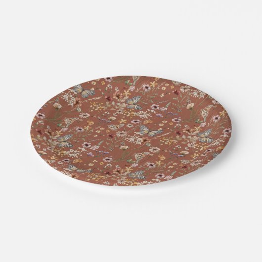 Terracotta Boho Butterflies Papieren Bordje (Gekanteld)