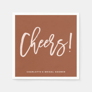 Terracotta Boho Cheers Calligraphy Vrijgezellenfee Servet