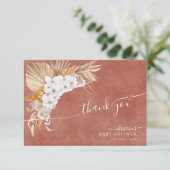 Terracotta Boho Chic Baby shower Hartelijk dank Bedankkaart (Staand voorkant)