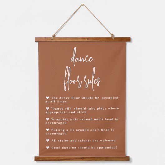 Terracotta Boho Dance Floor Rules-teken Hangend Wandkleed (Voorkant)