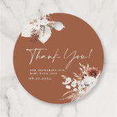 Terracotta Boho Dank u Baby shower Gift Labels (Voorkant)