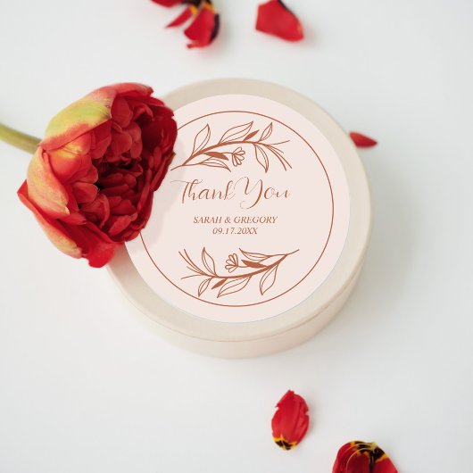 Terracotta Boho Dank u huwelijksgunst Ronde Sticker