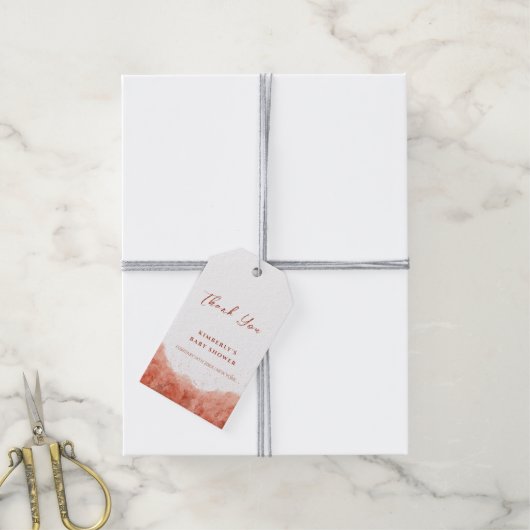 Terracotta Boho Desert Baby shower Dank u Cadeaulabel (Met Touw)