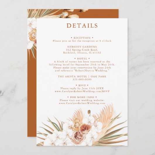 Terracotta Boho - Details uitnodiging (Voorkant / Achterkant)