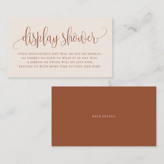 Terracotta  Boho Display Shower-Kaart voor script  Plaatskaartje (Voorkant / Achterkant)