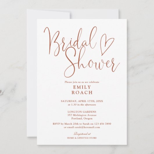 Terracotta Boho Elegant Script Vrijgezellenfeest Kaart (Voorkant)