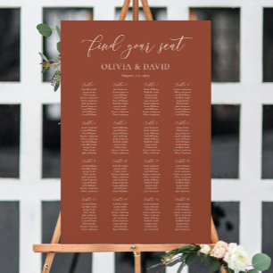 Terracotta Boho Elegante 16 Tafel Stoelenindeling Poster