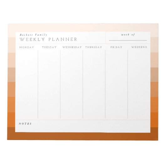 Terracotta Boho Family Weekly Planner Notepad Notitieblok (Voorkant)