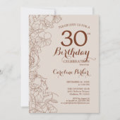 Terracotta Boho Floral 30th Birthday Party Kaart (Voorkant)