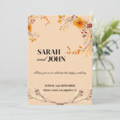 Terracotta Boho Floral Aardse Beige bruiloft Kaart (Staand voorkant)