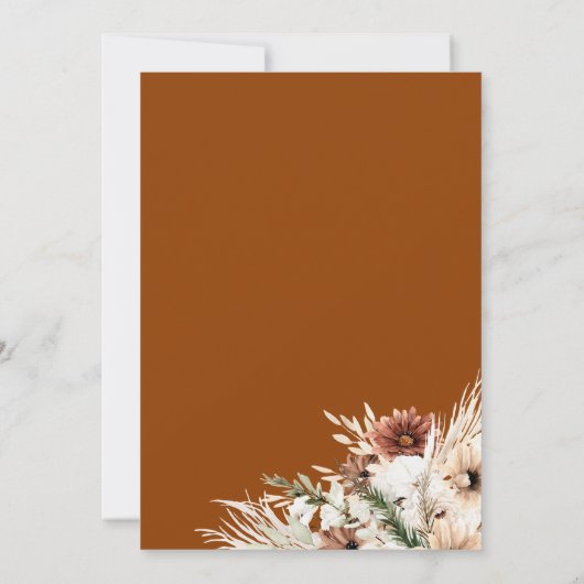 Terracotta Boho Floral Arch Earthy Vrijgezellenfee Kaart (Achterkant)