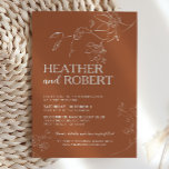 Terracotta Boho Floral Botanical Simple Wedding Kaart<br><div class="desc">Op zoek naar een griezelige en unieke uitnodiging om op je trouwdag te blijven? Kijk niet verder dan onze verbrande oranje terracotta boho florale botanische uitnodigingen! Deze prachtige design zijn betoverend voor bloeiende bloeiende planten en een warme, oortige kleur. Of je nu kiest voor een traditionele of moderne bruiloft, deze...</div>