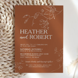 Terracotta Boho Floral Botanical Simple Wedding Kaart