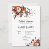Terracotta Boho Floral Bridal Shower Invitation Kaart (Voorkant)