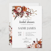 Terracotta Boho Floral Bridal Shower Invitation Kaart (Voorkant / Achterkant)