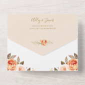 Terracotta Boho Floral Burnt Oranje Fall Wedding All In One Uitnodiging (Achterkant)