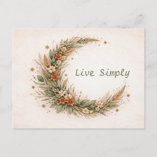 Terracotta Boho Floral Crescent Moon Botanical Briefkaart (Voorkant)