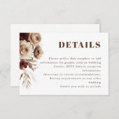 Terracotta Boho Floral Details Huwelijk Informatiekaartje (Voorkant / Achterkant)