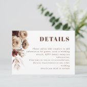 Terracotta Boho Floral Details Huwelijk Informatiekaartje (Staand voorkant)