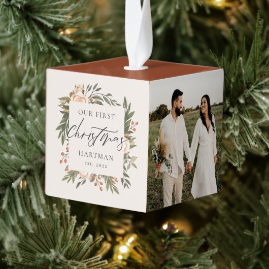 Terracotta Boho Floral Eerste Kerstmis Pas getrouw Decoratie (Boom)