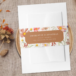 Terracotta Boho Floral Fall bruiloft Uitnodigingen Wikkel