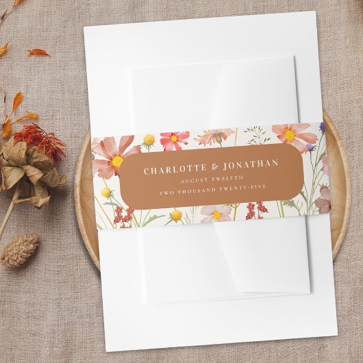 Terracotta Boho Floral Fall bruiloft Uitnodigingen Wikkel