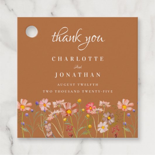 Terracotta Boho Floral Fall Wedding Dank u Bedankjes Labels (Voorkant)